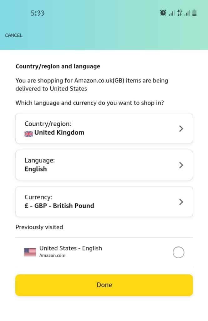 How to change language on Amazon application-4